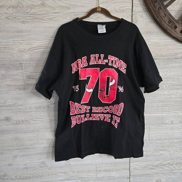 Chicago Bulls NBA All Time Best Record Bullieve It 95 96 Mens SZ XL Hanes Beefy - Picture 1 of 8